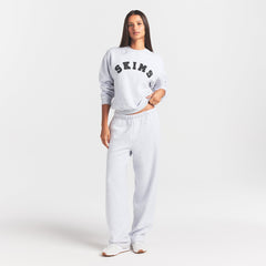 COTTON FLEECE LOGO CLASSIC CREWNECK | ONYX ARCHED LOGO PATCH