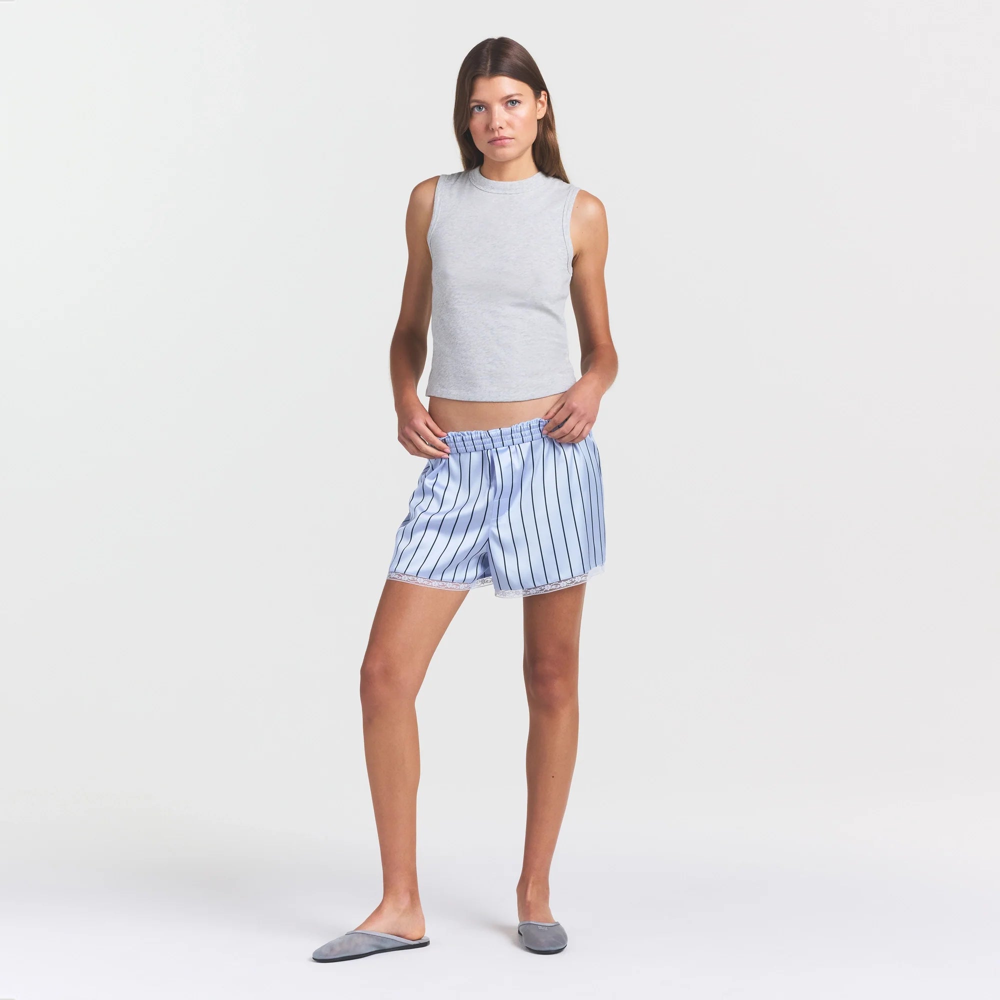 WORN IN JERSEY HIGH CREW TANK | LIGHT HEATHER GREY