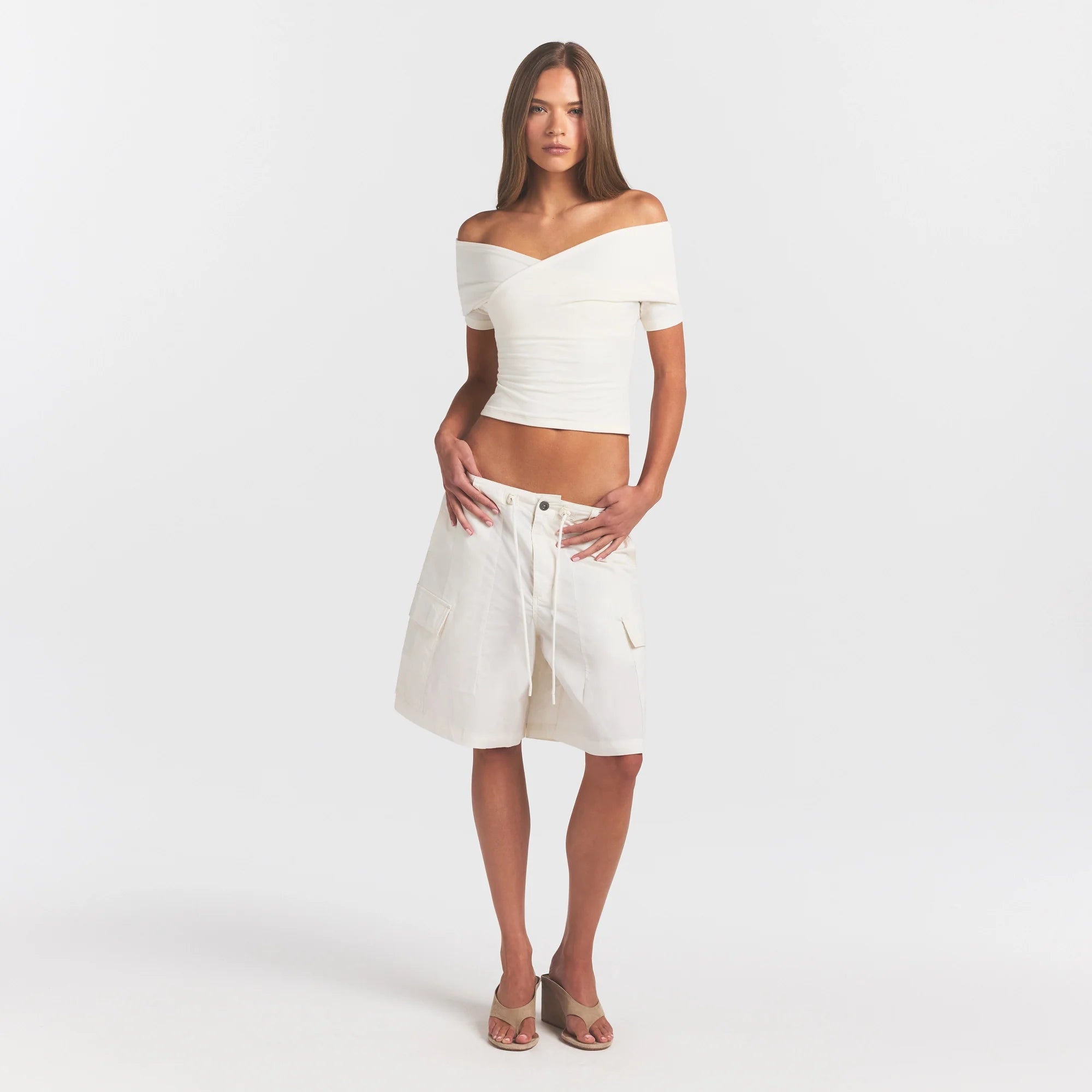 COTTON JERSEY WRAP TOP | MARBLE