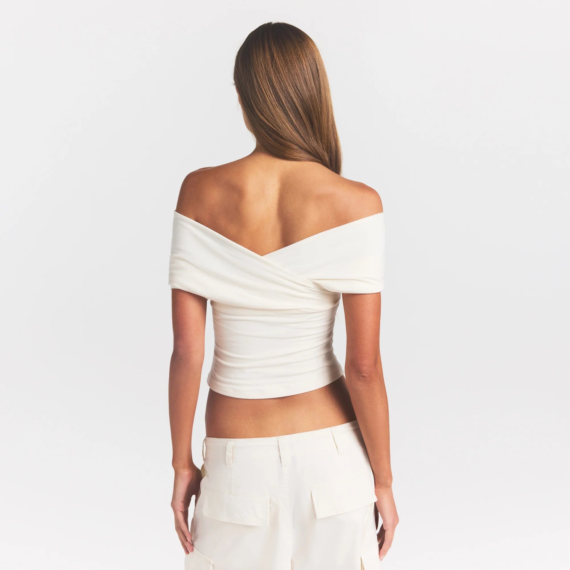COTTON JERSEY WRAP TOP | MARBLE