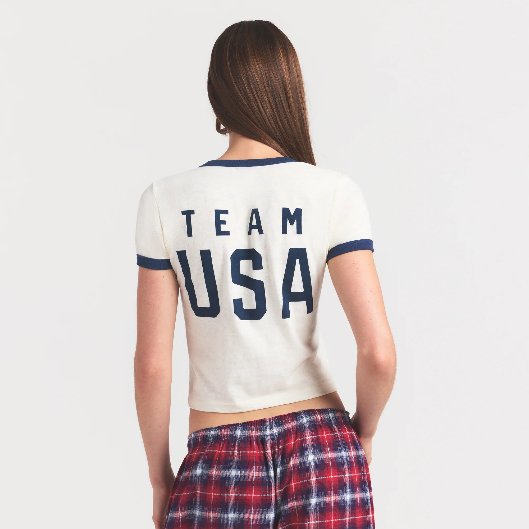 SKIMS FOR TEAM USA WORN IN JERSEY OLYMPIC SHRUNKEN T-SHIRT | ECRU