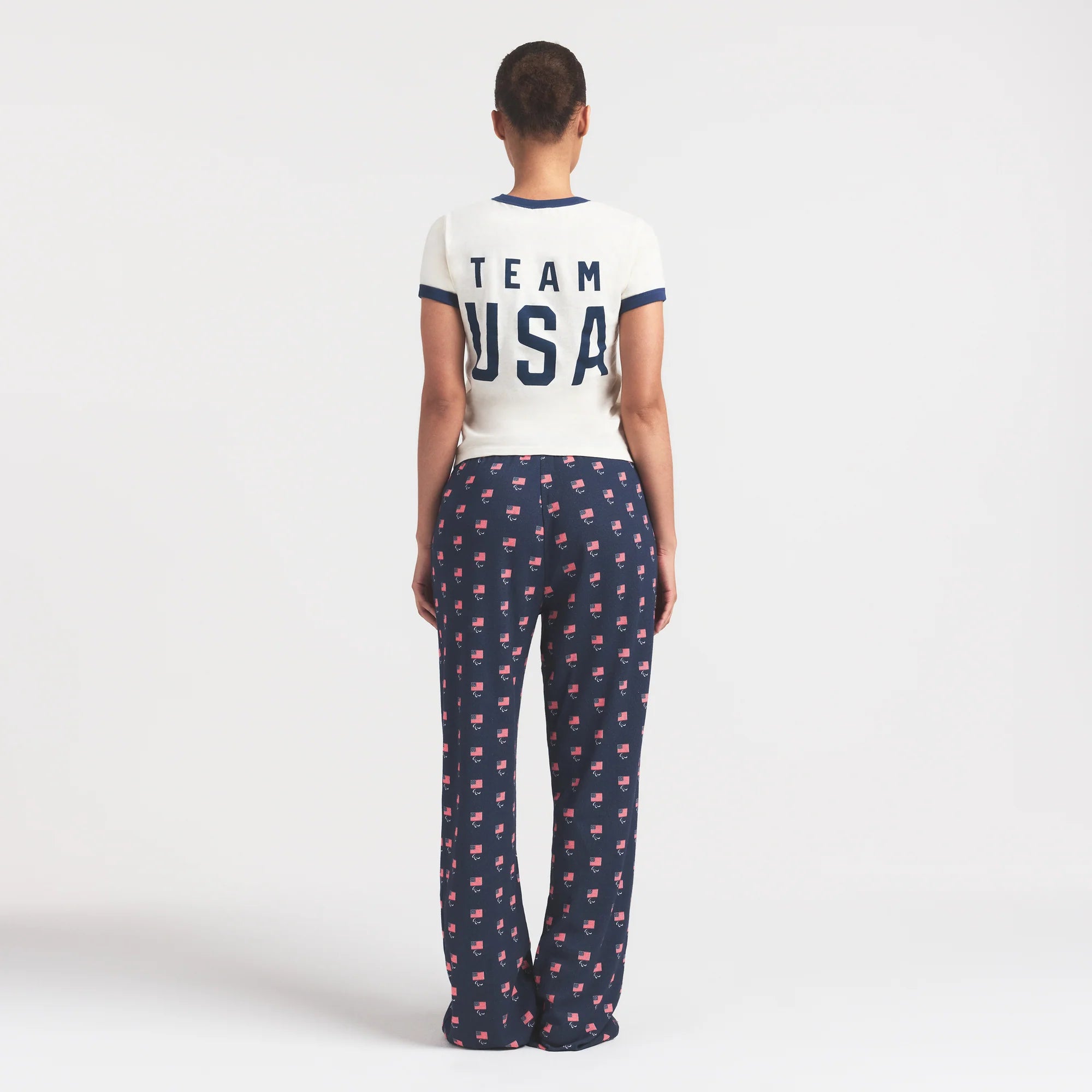 SKIMS FOR TEAM USA WORN IN JERSEY PARALYMPIC SHRUNKEN T-SHIRT | ECRU