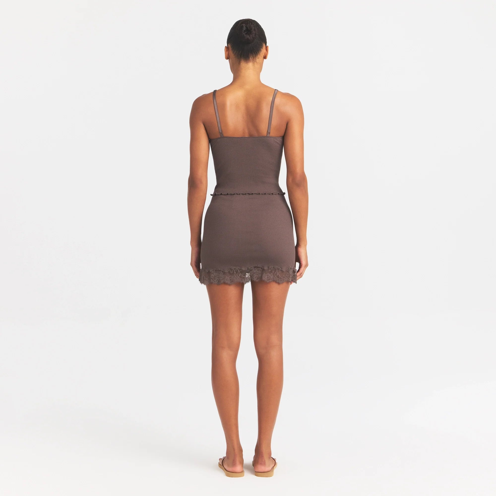 RIB KNIT LACE CAMI | AMETHYST