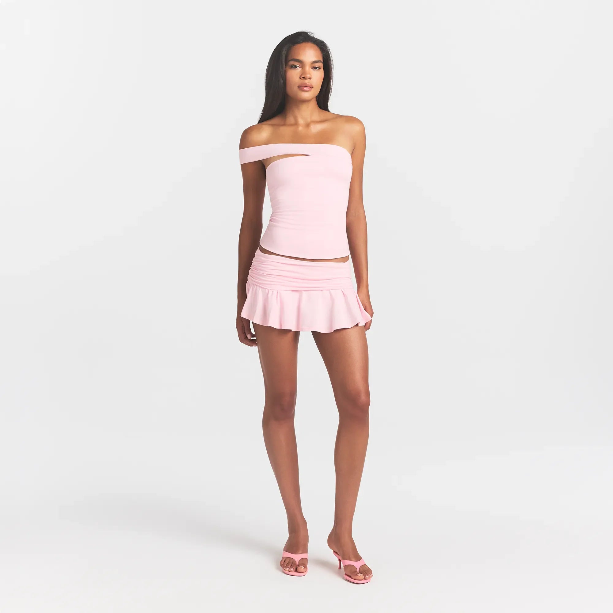 COTTON JERSEY ASYMMETRICAL TOP | CHERRY BLOSSOM