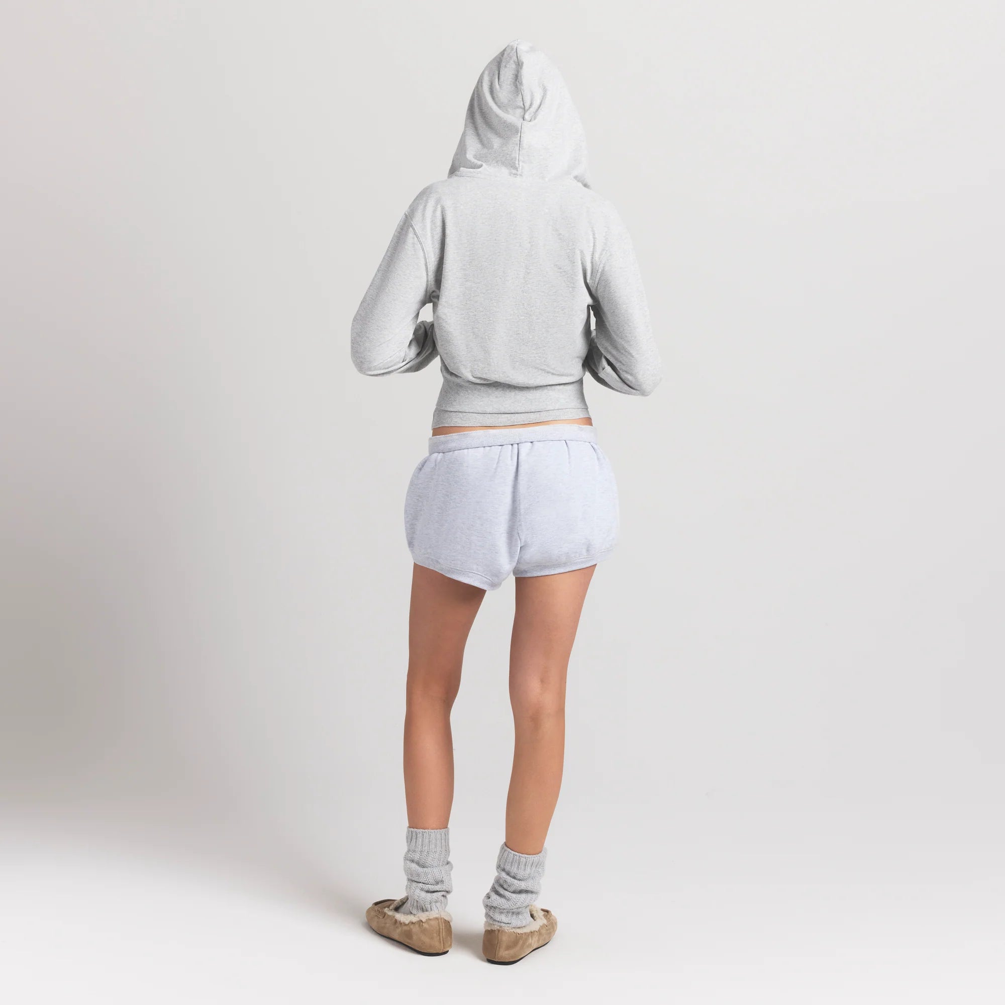 COTTON JERSEY ZIP UP HOODIE | LIGHT HEATHER GREY